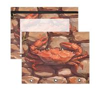 FRODOTGV Beauty Crab Lot de 2 trousses à crayons portables à 3 trous pour papier A4