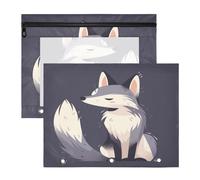 FRODOTGV Beauty Fox Lot de 2 trousses transparentes à 3 trous pour classeur à 3 anneaux