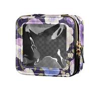 FRODOTGV Belle trousse de maquillage vintage en cuir transparent pour sac à main, trousse de toilette de voyage, organisateur de cosmétiques portable pour filles, Fleur de pensée tricolore The Garden