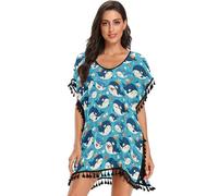 FRODOTGV Cache-maillot de bain pour femme - Motif épaulard sur fond bleu, Orque sur bleu, S