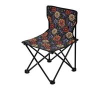 FRODOTGV Chaise de camping pliante avec sac de transport pour pelouse, pelouse et pelouse Motif fleurs d'automne Dahlia Iris Lavande Noir