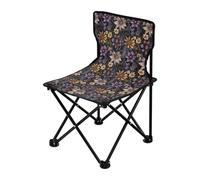 FRODOTGV Chaises de camping pliables ultra légères avec sac de transport et dossier pour la pêche et la pêche sur glace Motif fleurs d'automne Dahlia Iris Lavande Noir