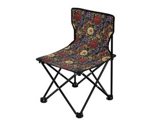 FRODOTGV Chaises de camping portables légères et portables avec sac de transport, chaise de pêche sur glace avec dossier pour intérieur et intérieur Motif fleurs d'automne Dahlia Iris Lavande Noir