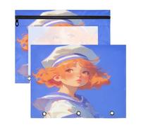 FRODOTGV Curious Woman Lot de 2 trousses à crayons avec fermeture éclair lisse pour classeur à 3 anneaux Bleu