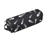 FRODOTGV Dead Fish Squelettes Sac de voyage pour outils à cheveux avec tapis en fer portable Grande capacité Organiseur de fer à lisser, Squelettes de poisson mort noir et blanc, 1 Size