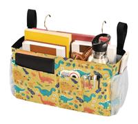 FRODOTGV Dinosaur Paradise Panier de chevet avec grandes poches et porte-bouteille Sacs de rangement pour dortoir, couchette, loft, lit d'hôpital