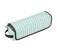 FRODOTGV Étui de voyage 2 en 1 pour fer à friser étanche avec tapis amovible résistant à la chaleur pour fer à friser, fer à lisser, sèche-cheveux plat, rayures bleues et blanches