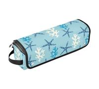 FRODOTGV Étui de voyage 2 en 1 pour fer à friser - Outils chauffants - Sac de voyage portable pour fer à lisser, fer à friser, sèche-cheveux, étoile de mer de récif de corail - Bleu sous-marin, Coral