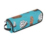 FRODOTGV Étui de voyage 2 en 1 pour fer à friser plat et étanche - Rangement essentiel pour les fers plats, fers à lisser, fers à friser, voiliers, grands navires, Yachts en bois vieux voilier bleu, 1