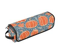 FRODOTGV Étui de voyage 2 en 1 pour fer à friser portable et tapis résistant à la chaleur avec fermeture éclair, citrouilles d'automne dessinées à la main orange pour fer à friser, fer à lisser,
