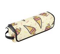 FRODOTGV Étui de voyage 2 en 1 pour fer à friser pour femme et tapis résistant à la chaleur avec fermeture éclair, joli motif crème glacée jaune pour fer à friser, fer à lisser, sèche-cheveux plat,