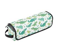 FRODOTGV Étui de voyage imperméable 2 en 1 pour fer à friser et tapis résistant à la chaleur avec fermeture éclair pour accessoires de fer à lisser, sèche-cheveux, motif dinosaure, Aquarelle crocodile