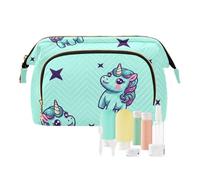 FRODOTGV Fortunate Trousse de maquillage avec motif licornes et étoiles pour femme, Licornes et étoiles chanceuses, 1 Size