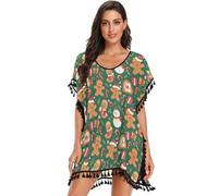 FRODOTGV Gingerbread Merry Christmas Maillot de bain pour femme Cache-maillot de bain plage ample gland, Bonjour de Noël en pain d'épice, S
