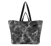 FRODOTGV Grand sac fourre-tout pliable en toile pour femme, sac d'épicerie, sac à linge, kit de livraison de maternité, essentiel marbré noir et blanc