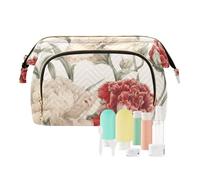 FRODOTGV Grande trousse de maquillage portable pour femme avec arrangement aquarelle rouge, Arrangement floral aquarelle rouge, 1 Size