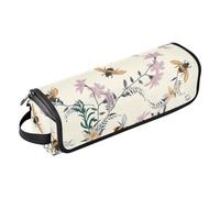FRODOTGV Honey Bee Fleurs sauvages 2 en 1 Organiseur d'outils pour cheveux et tapis résistant à la chaleur avec fermeture éclair amovible Accessoires de coiffure Organisateur pour fer à friser, fer à