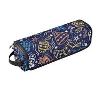 FRODOTGV Icônes de ligne de griffonnage de Noël bleu sac de voyage pour outils de cheveux avec tapis résistant à la chaleur fer à friser support de voyage sac de rangement pour fer à friser fer à