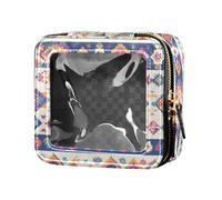 FRODOTGV Illustration Ukrainienne Motif Folk Transparent Trousse de Maquillage Mini Contenants Cosmétiques pour Filles Femmes Sacs de Rangement Transparent