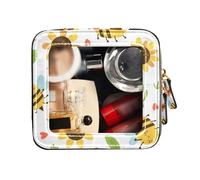 FRODOTGV Jolie trousse de maquillage transparente avec papillon porte-bonheur en cuir, trousse de toilette, Happy Good Luck Cottage Papillon, 1 Size