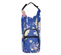 FRODOTGV Liatris Sac de rangement isotherme à fermeture éclair pour bouteille d'eau avec motif floral Bleu foncé Pour bouteilles de 50/61/81/1,2 l