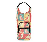 FRODOTGV Little White and Pink Birds Sac à dos avec cordon de serrage facile à transporter avec poches et porte-bouteille d'eau pour bouteilles d'eau de 50/61/81/1,2 l