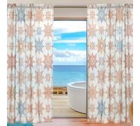 FRODOTGV Lot de 2 rideaux transparents légers, doux pour la peau, faciles à suspendre, motif de couette neutre