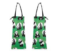FRODOTGV Lot de 2 sacs poubelle de voiture à suspendre, motif panda, vert, sacs poubelle pour voitures