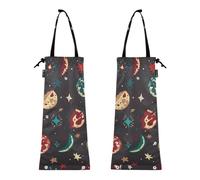 FRODOTGV Lot de 2 sacs poubelle de voiture à suspendre pour camion, planètes dessinées à la main, lune, étoiles, bleu, poubelle pour siège de voiture
