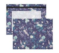 FRODOTGV Lot de 2 trousses à crayons esthétiques violettes et bleues avec 3 trous pour classeur à 3 anneaux