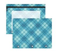 FRODOTGV Lot de 2 trousses à crayons turquoise Buffalo Check avec 3 œillets renforcés en plastique pour documents A4, fournitures de bureau pour enseignants