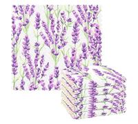 FRODOTGV Lot de 6 torchons à suspendre pour la vaisselle, lavande, violettes, en tissu éponge, bleu sarcelle, accessoires de cuisine, vacances