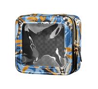 FRODOTGV Mini trousse de maquillage transparente à imprimé léopard pour filles, Lémuriens Madagascar sur motif bleu, Taille unique