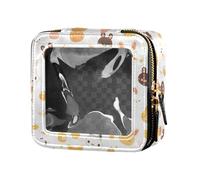 FRODOTGV Mini trousse de maquillage transparente à motif floral indonésien batik cobalt pour filles et femmes, Motif animaux mignons sans couture, Taille unique