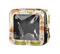FRODOTGV Mini trousse de maquillage transparente à motif floral indonésien batik cobalt pour filles et femmes, Grenouilles mignonnes et champignons de safari fumées, Taille unique