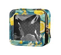 FRODOTGV Mini trousse de maquillage transparente à motif plumes dorées et noires avec fermeture éclair pour filles, Motif floral batik indonésien, 1 Size