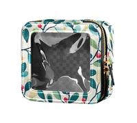 FRODOTGV Mini trousse de maquillage transparente avec papillons sur fond blanc et rose pour filles et femmes, Branches de gui de Noël d'hiver, 1 Size