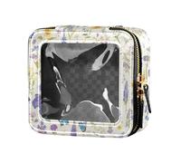 FRODOTGV Mini trousse de maquillage transparente avec papillons sur fond blanc et rose pour filles et femmes, Wild Summer Cottage Fleurs Rustiques Papillon, 1 Size