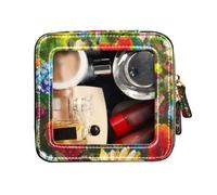 FRODOTGV Mini trousse de maquillage transparente, fleurs sauvages, marguerites et rouges d'amour, sacs de voyage pour articles de toilette portables, Wildflowers Daisies And Love Red's Of Lovers, 1