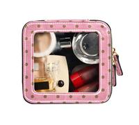 FRODOTGV Mini trousse de maquillage transparente - Organiseur de maquillage - Pois - Pêche vive, Pois pêche vif, 1 Size