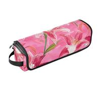 FRODOTGV Nature Lily Sac de voyage pour outils de cheveux Rose vif et tapis résistant à la chaleur avec fermeture éclair pour femme Rangement essentiel amovible pour outils chauds Fers plats Volumizer