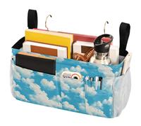 FRODOTGV Nuages sur fond bleu - Sac de rangement à suspendre avec grandes poches et porte-bouteille pour chambre à coucher, loft, tente, rideau, étagère de lit superposé