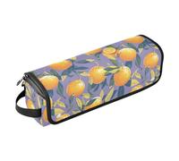 FRODOTGV Oranges Deep Purple Organiseur 2 en 1 pour outils capillaires et tapis résistant à la chaleur avec fermeture éclair Double couche Étui de transport pour fer plat Outils chauds et accessoires