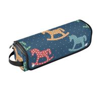 FRODOTGV Organiseur 2 en 1 pour outils à cheveux avec tapis résistant à la chaleur pour fers plats, fers à lisser, fers à friser, chevaux à bascule sur fond bleu foncé, Chevaux à bascule sur fond bleu