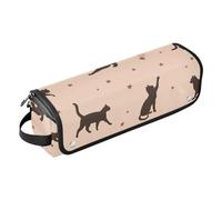 FRODOTGV Organiseur 2 en 1 pour outils à cheveux - Imperméable - Sac de voyage pour femme - Pour fer plat, fer à lisser, fer à friser, silhouette de chat noir parmi les étoiles, Silhouette de chat