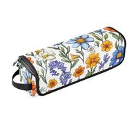 FRODOTGV Organiseur 2 en 1 pour outils de cheveux de grande capacité avec coussinet résistant à la chaleur pour lisseurs, fer à friser, sèche-cheveux, fleurs, lavande, lys calla, narcisse, rouge, 16,