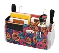 FRODOTGV Panier de chevet avec sangles fixes et porte-bouteille d'eau, sacs de rangement pour dortoir, couchette, loft, lit d'hôpital, motif sans couture roses rouges