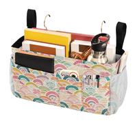FRODOTGV Panier de rangement à suspendre de style bohème arc-en-ciel avec grandes poches et porte-bouteille pour chambre à coucher, loft, tente, rideau, étagère de lit superposé, accessoires
