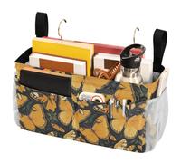 FRODOTGV Panier de rangement de chevet avec sangles fixes et porte-bouteille d'eau à suspendre pour dortoir, couchette, loft, lit d'hôpital, papillon monarque