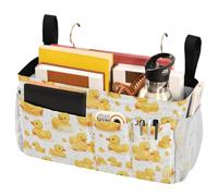 FRODOTGV Panier de table de chevet avec poches pour dortoir, couchette, loft, lit d'hôpital, mignon caneton en caoutchouc jaune, savon